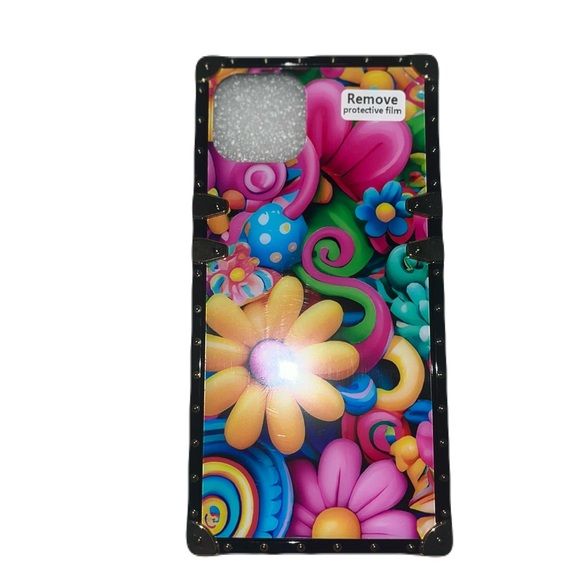 iPhone 13 Squared Colorful Floral Prints Silicone Soft Case NWT - Picture 2 of 8